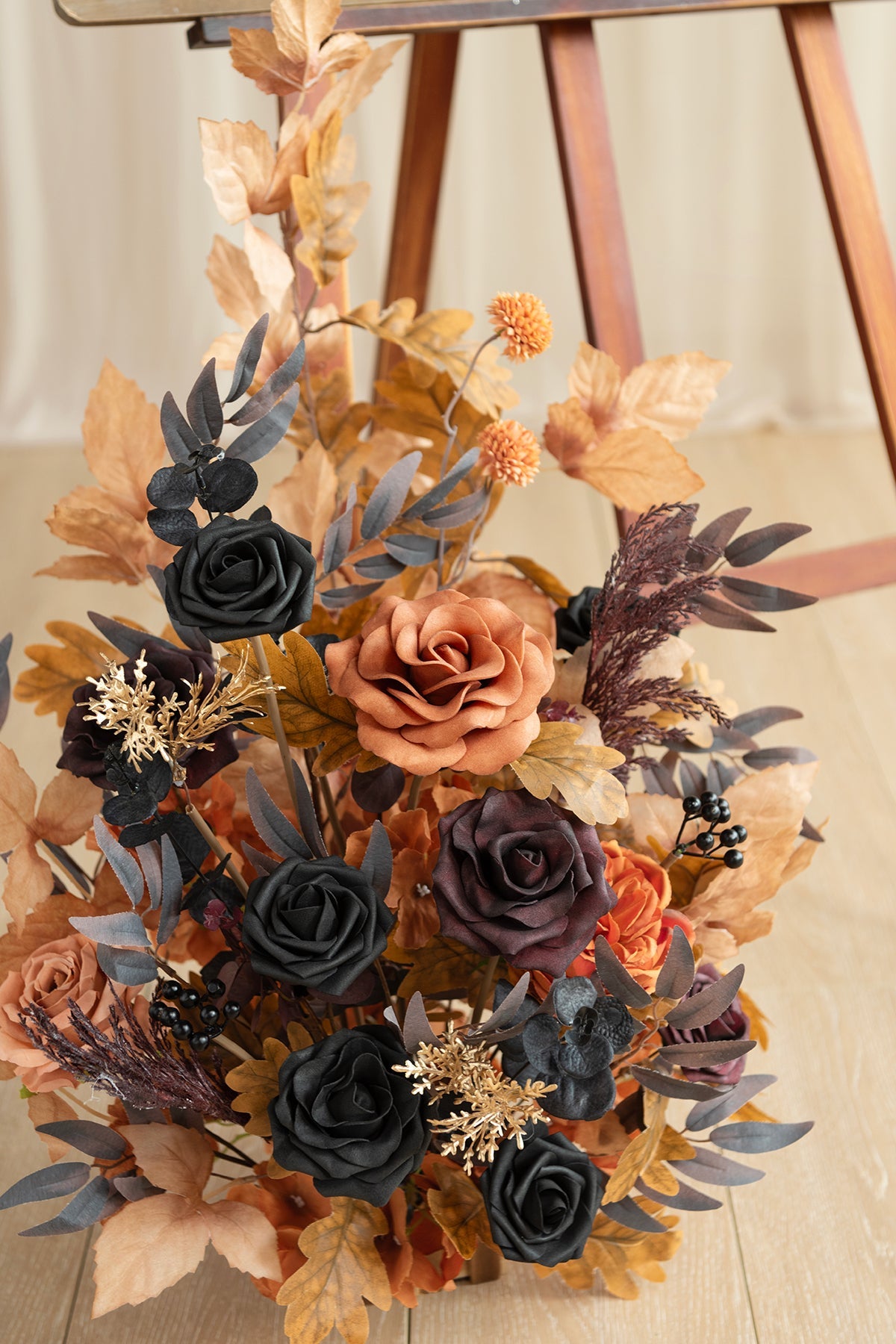 Deluxe Combo Set Flower Sign Decor in Black & Pumpkin Orange