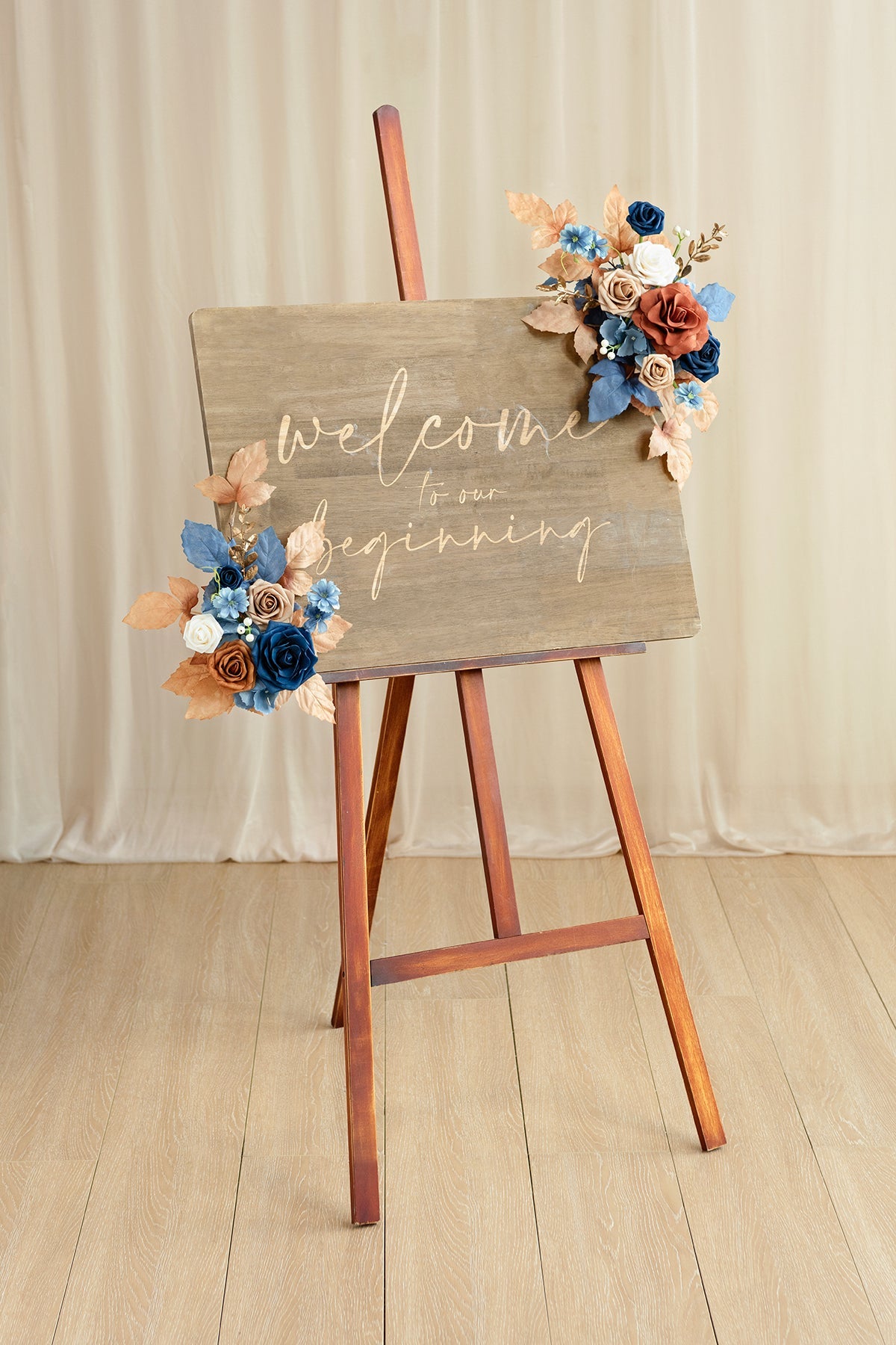 Flexible Combo Set Flower Sign Decor in Russet Orange & Denim Blue