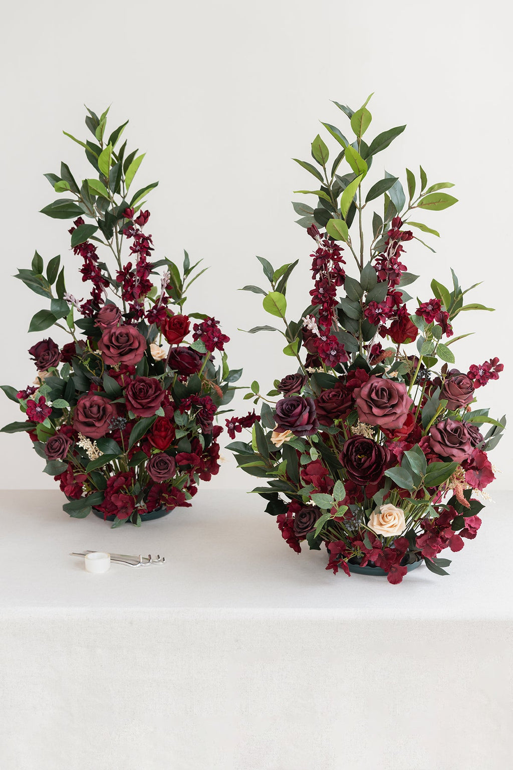 Altar Decor Free-Standing Flowers in Bordeaux Red & Wine