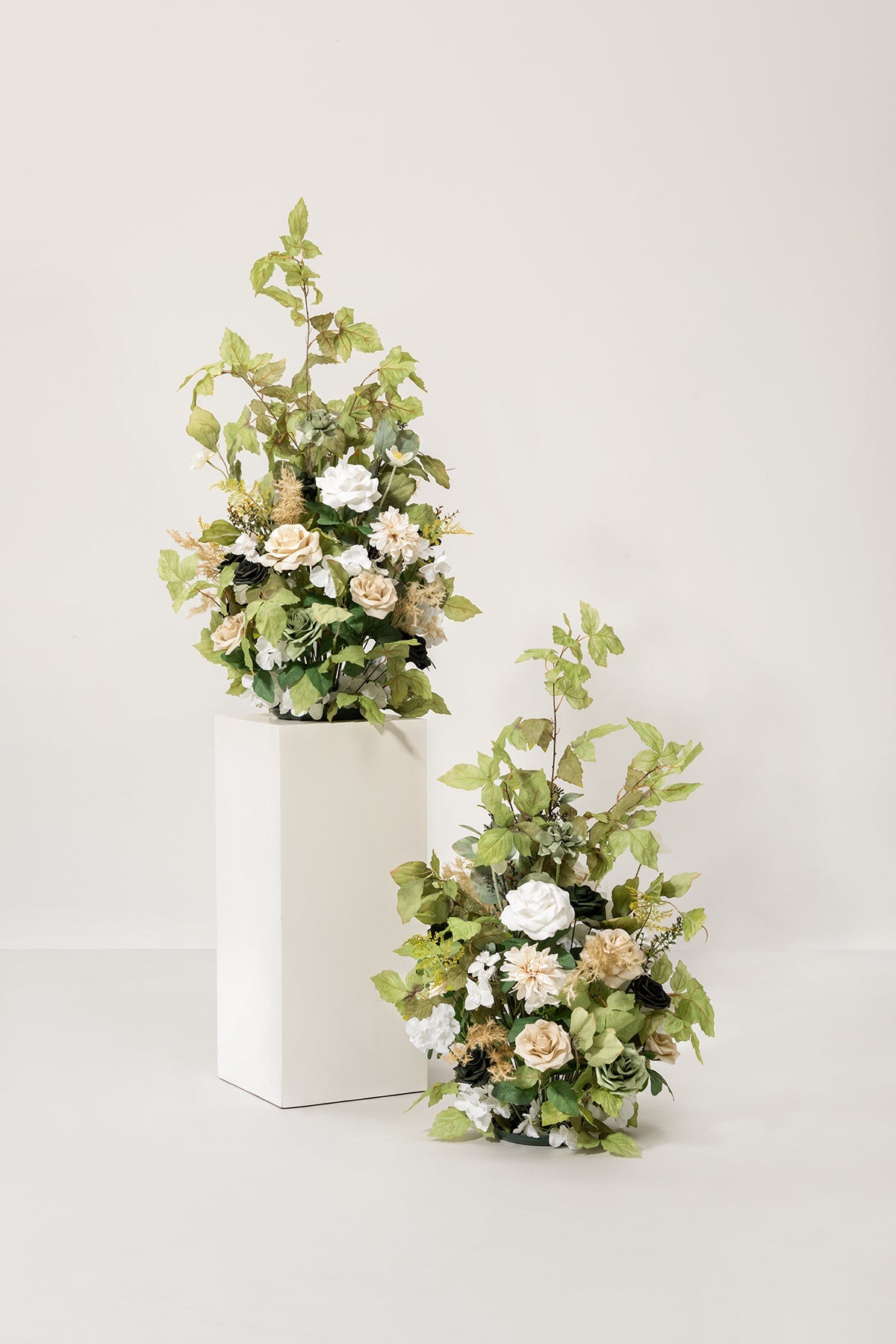 Altar Decor Free-Standing Flowers in Emerald & Tawny Beige
