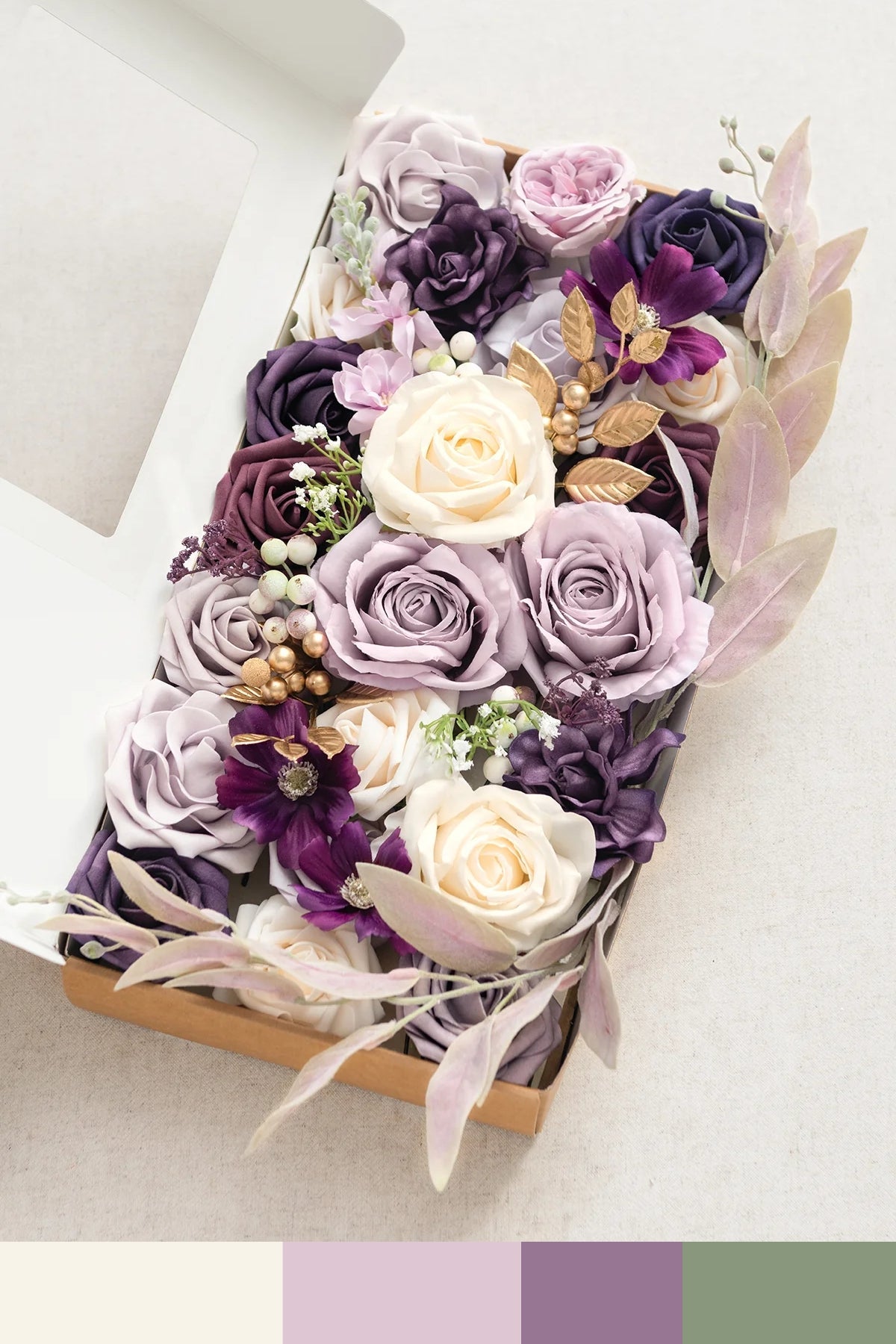 DIY Designer Flower Boxes in Lilac & Gold
