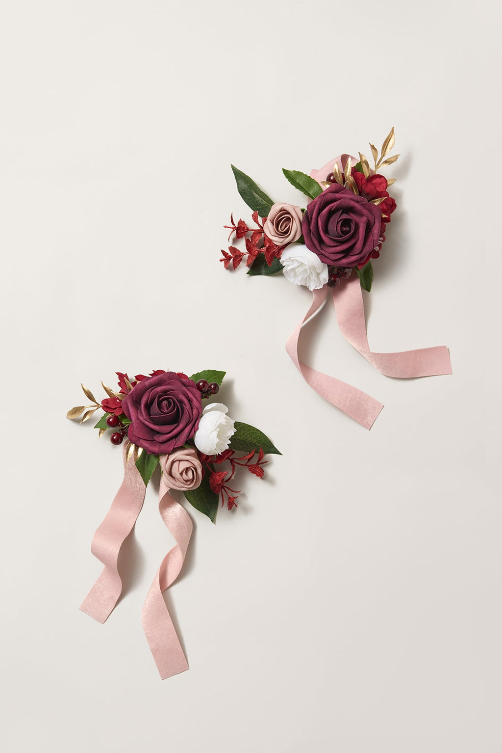 Wrist Corsages in Classic Marsala