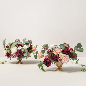 Large Floral Centerpiece Set in Romantic Marsala