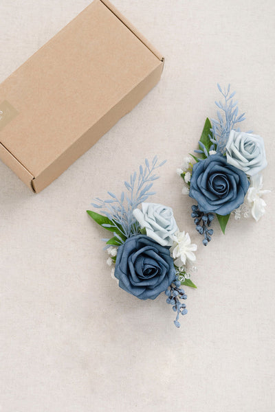 Wrist Corsages in Romantic Dusty Blue