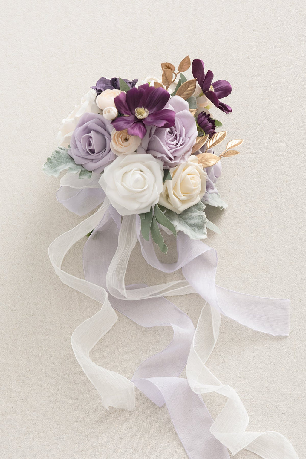 Maid of Honor & Bridesmaid Bouquets in Lilac & Gold