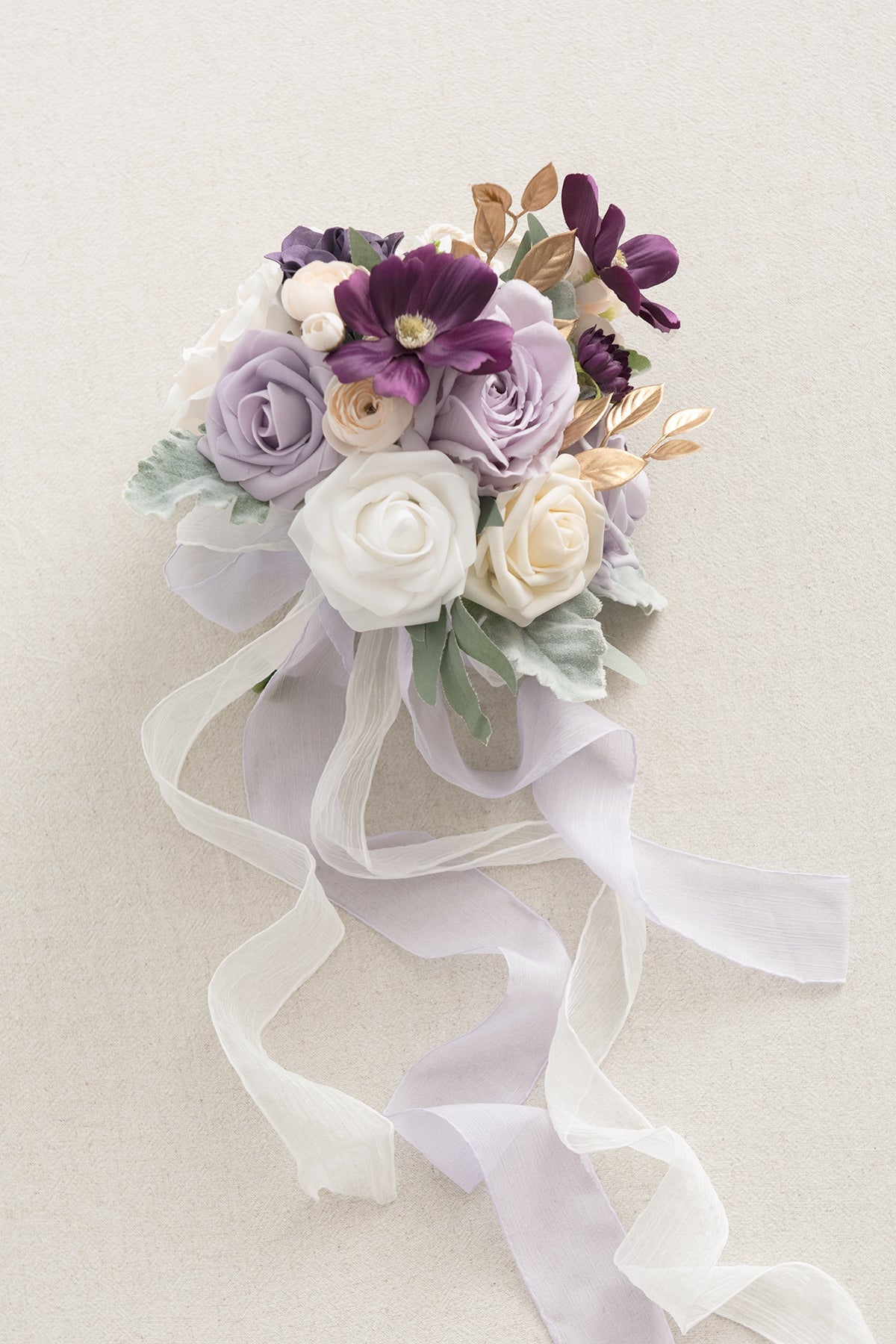 Maid of Honor & Bridesmaid Bouquets in Lilac & Gold