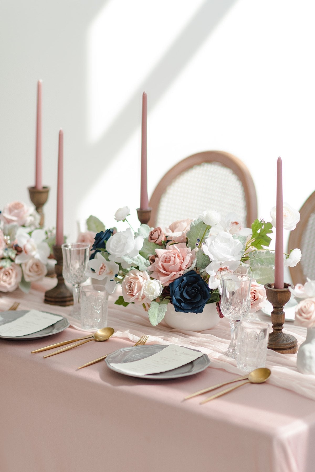 Dusty Rose & Navy Wedding Flower & Greenery