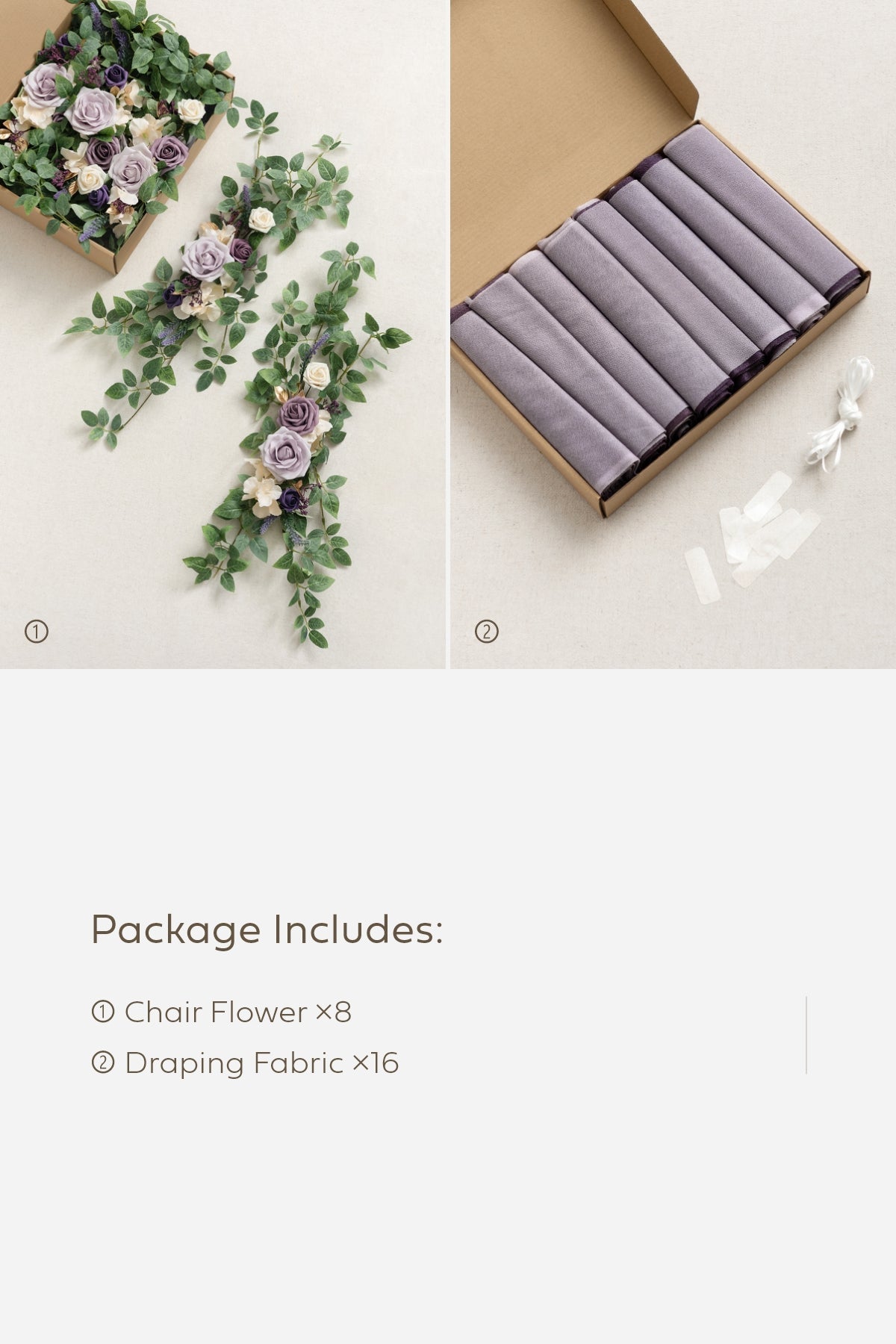 Wedding Aisle Chair Flower Decoration in Lilac & Gold | Clearance