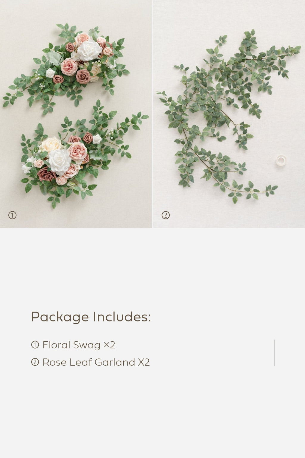 Large Floral Swag Set for Rectangle Head Table in Dusty Rose & Cream
