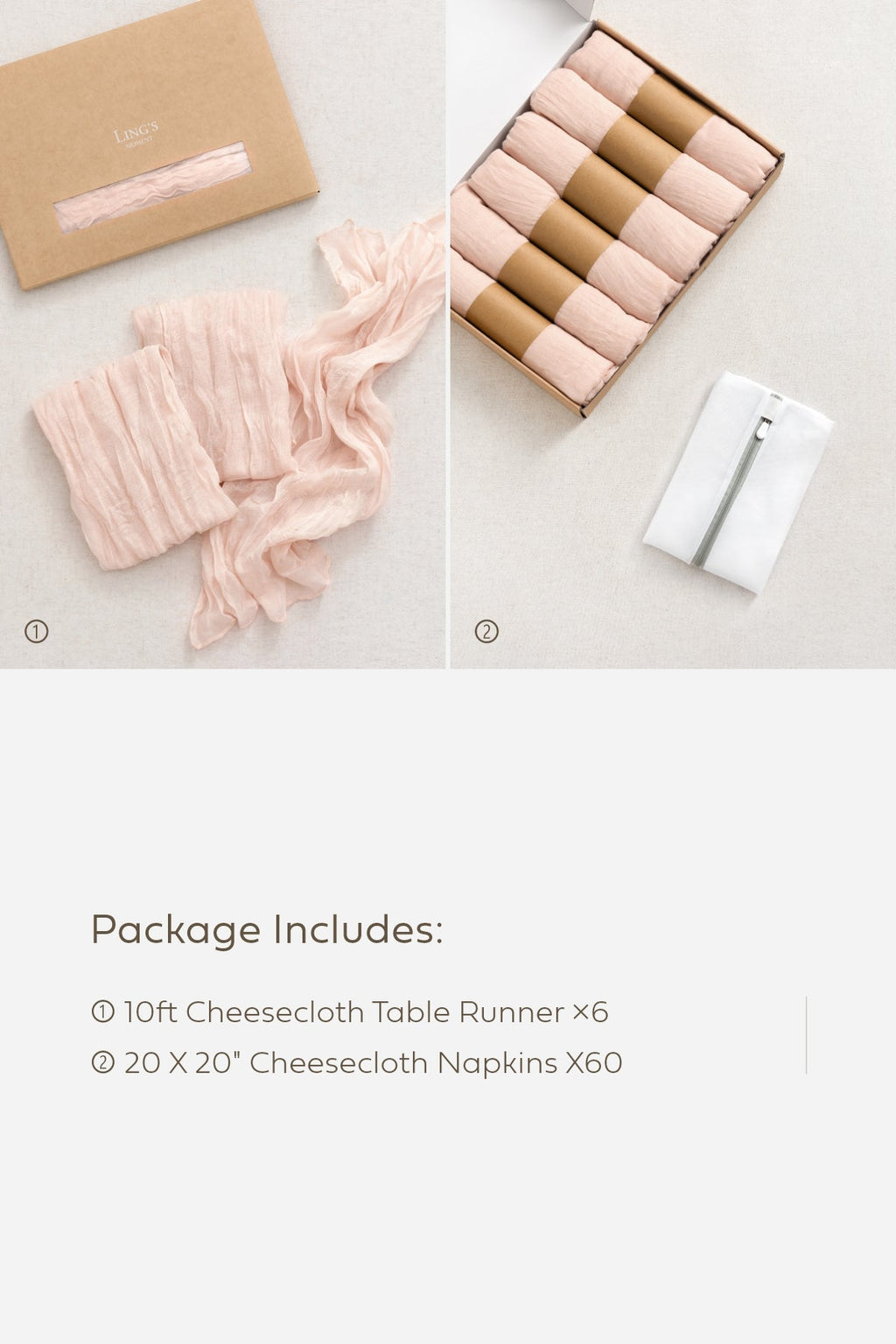 Cheesecloth Napkins & Table Runner Set for Reception - 12 Colors