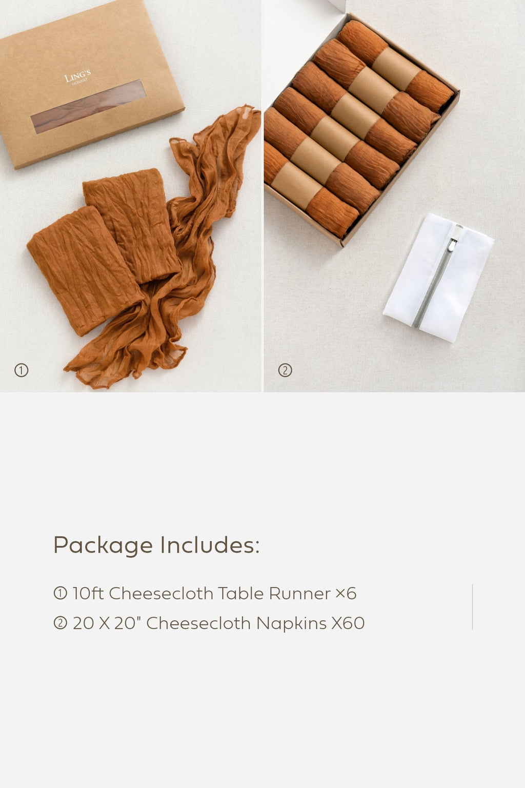 Cheesecloth Napkins & Table Runner Set in Sunset Terracotta