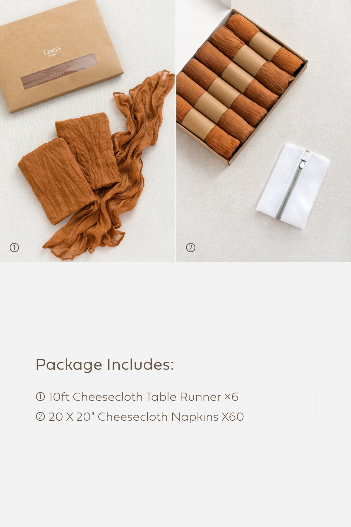 Cheesecloth Napkins & Table Runner Set for Reception - 12 Colors