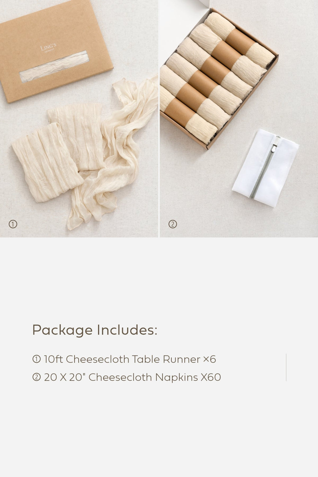 Cheesecloth Napkins & Table Runner Set for Reception - 12 Colors
