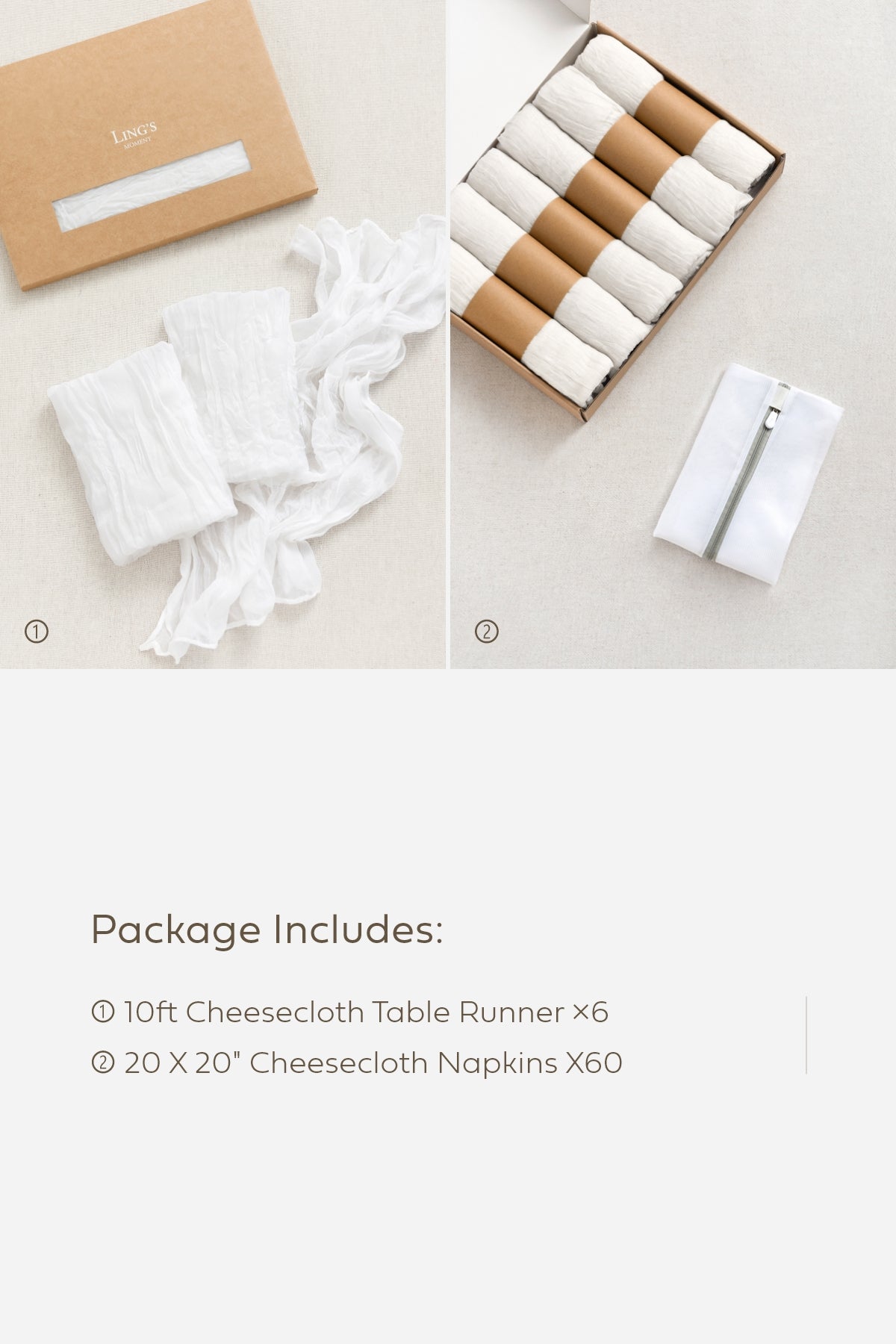 Cheesecloth Napkins & Table Runner Set for Reception - 12 Colors