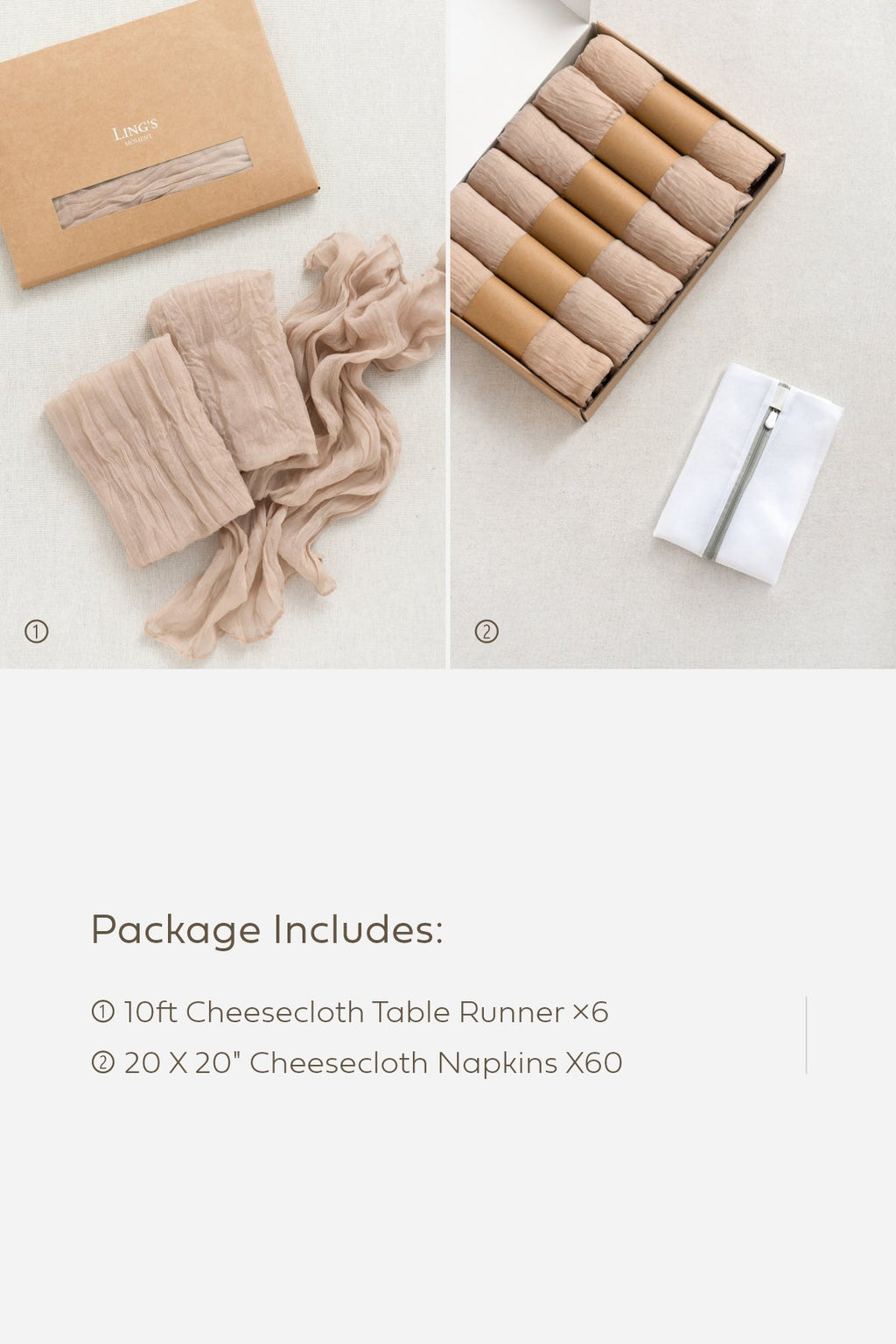 Cheesecloth Napkins & Table Runner Set for Reception - 12 Colors