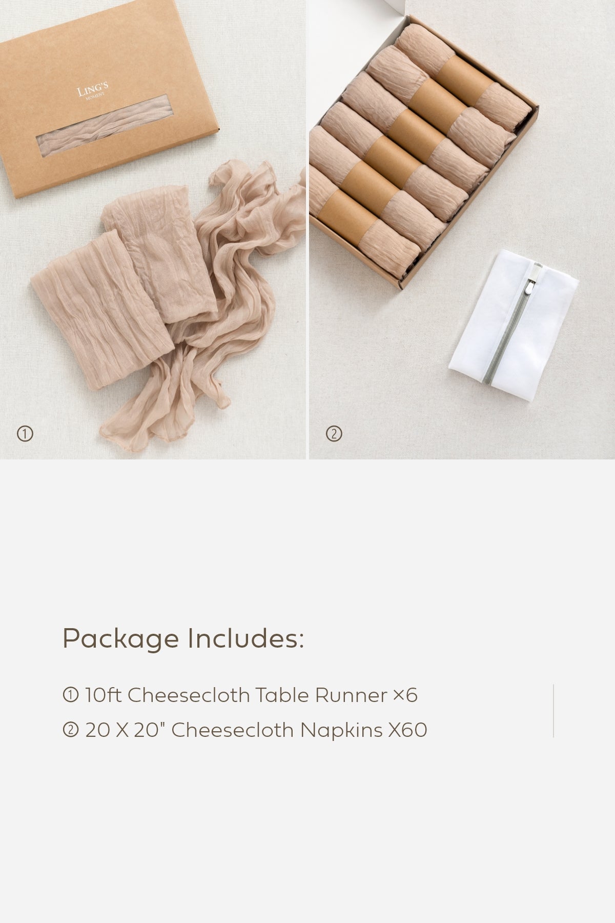 Cheesecloth Napkins & Table Runner Set for Reception - 12 Colors