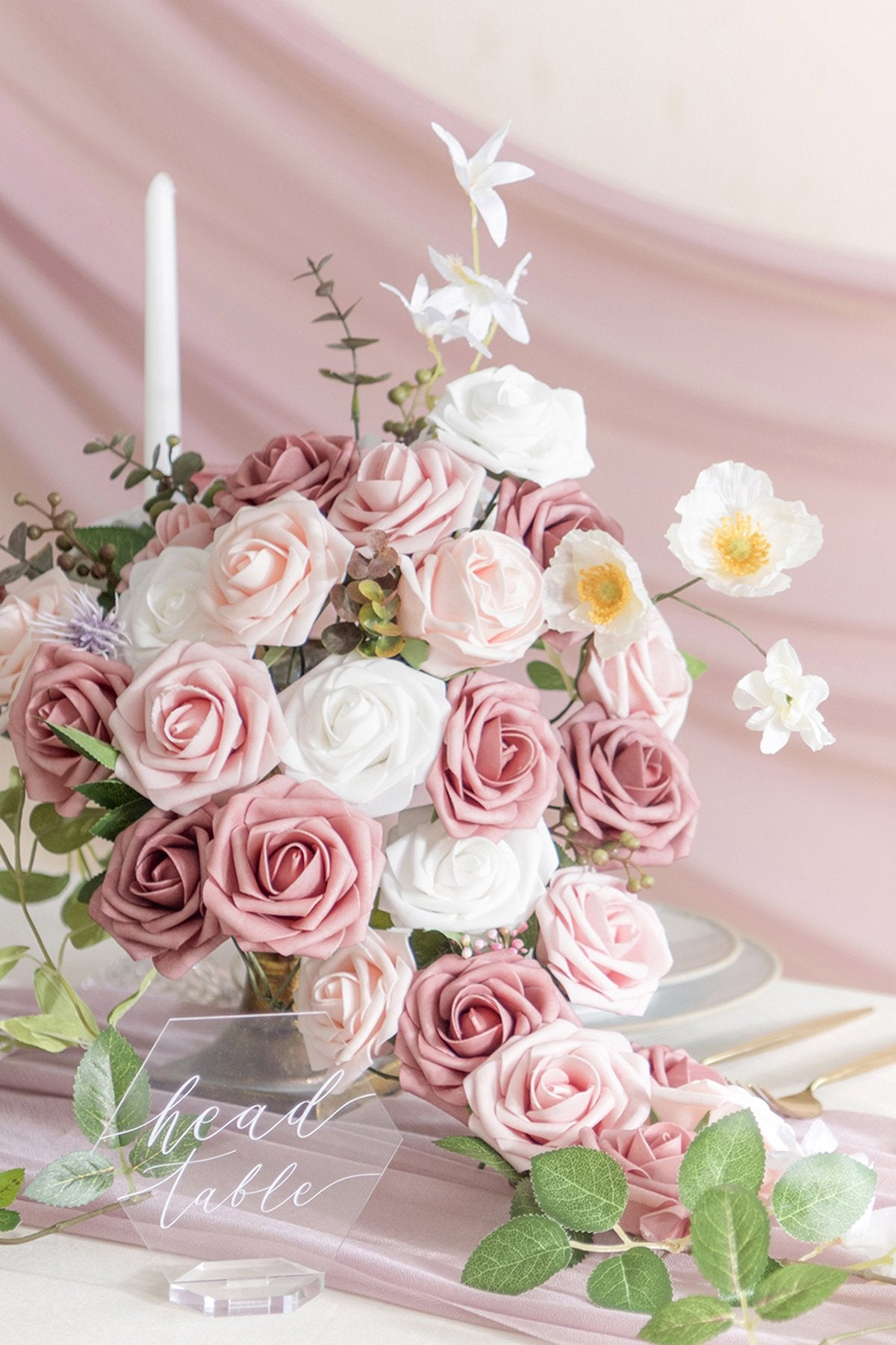 3" Foam Rose with Stem - 8 Colors