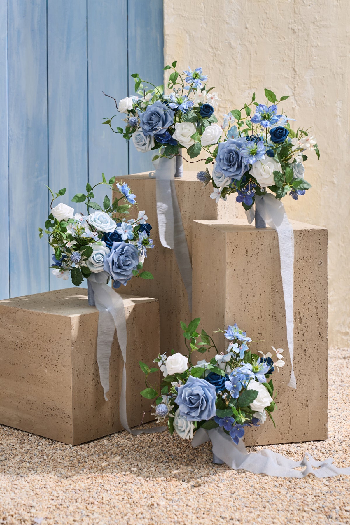 Bridesmaid Bouquets in Timeless French Blue & White