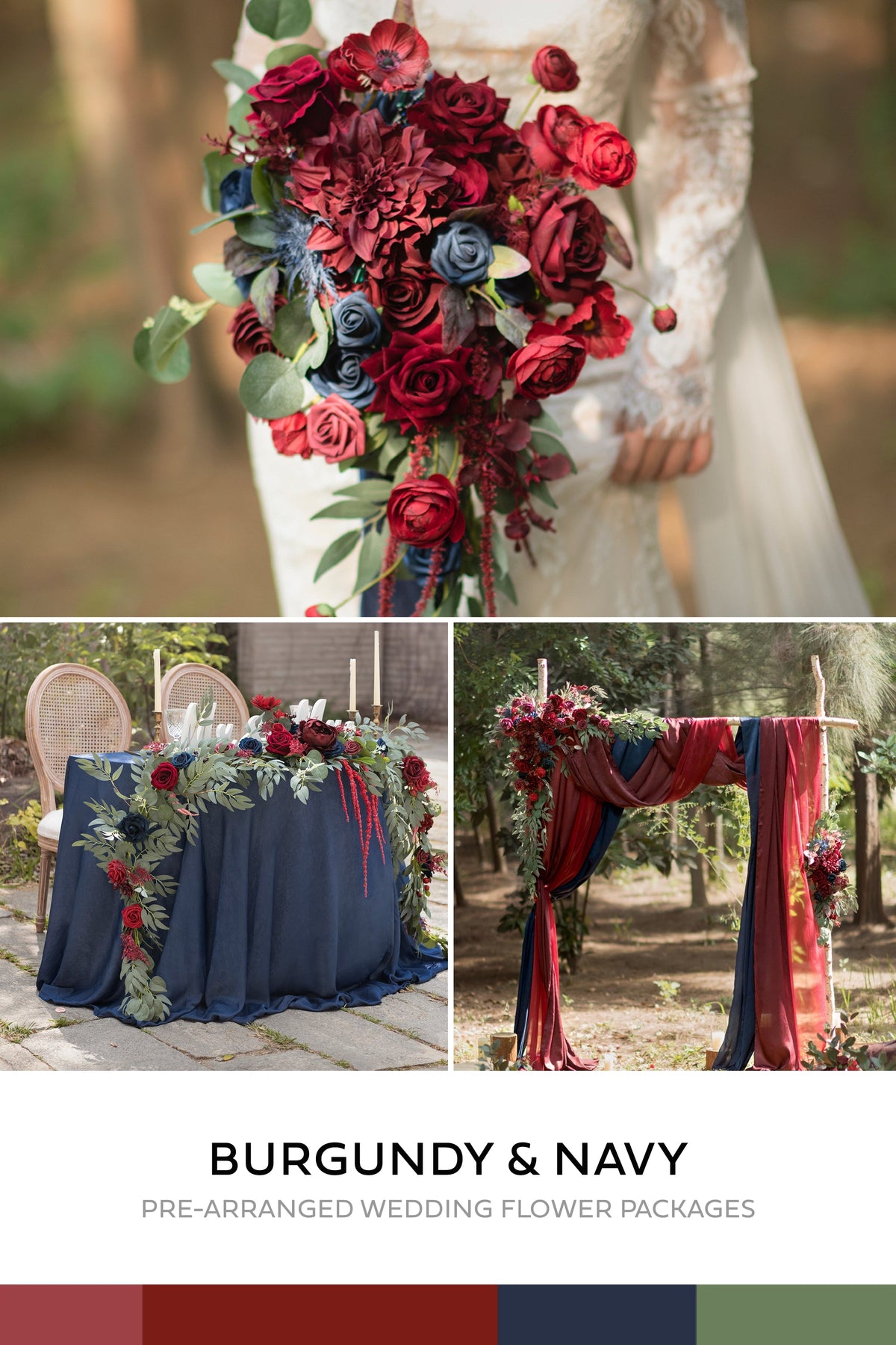Pre-Arranged Wedding Flower Packages in Burgundy & Navy