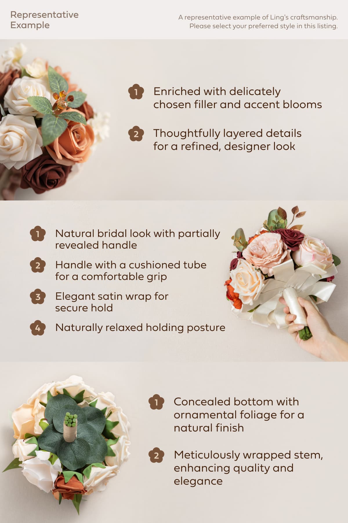 Small Free-Form Bridal Bouquet in Dusty Rose