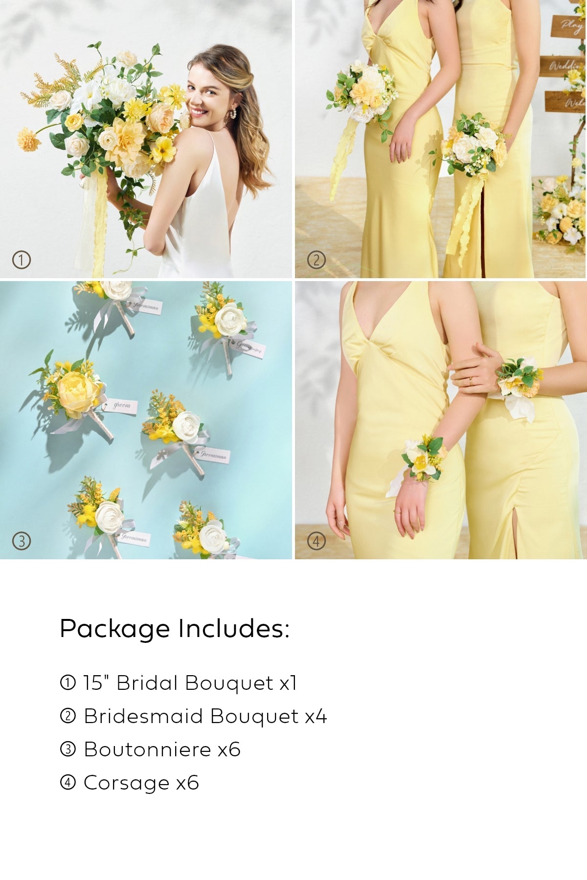 Pre-Arranged Wedding Flower Packages in Lemonade Yellow