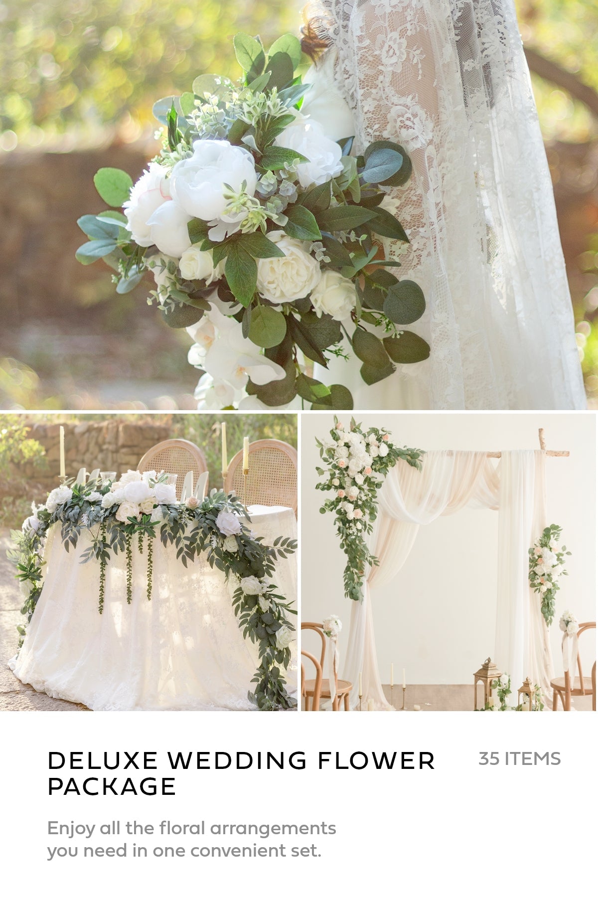 Pre-Arranged Wedding Flower Packages in White & Sage