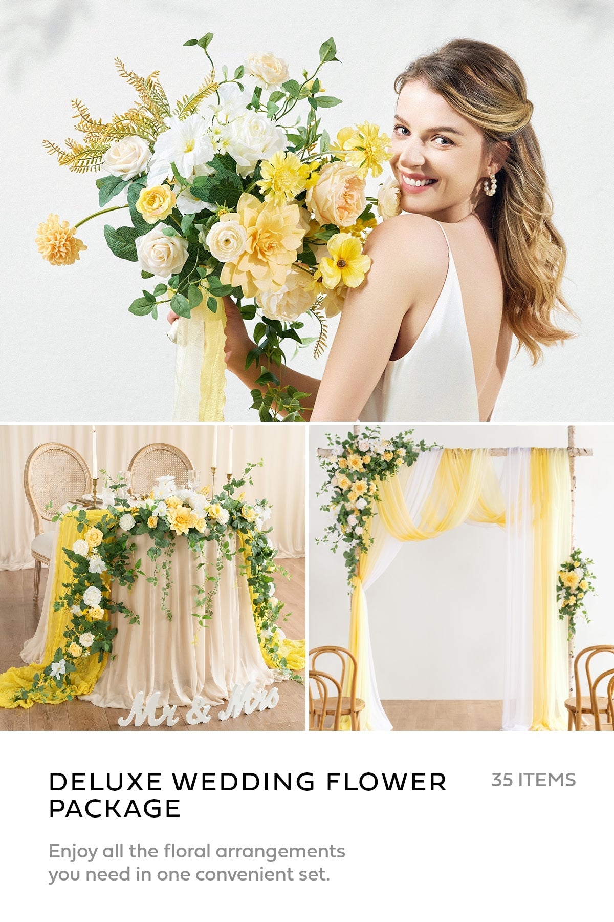 Pre-Arranged Wedding Flower Packages in Lemonade Yellow