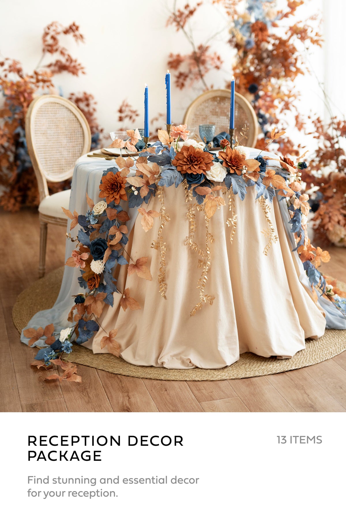 Pre-Arranged Wedding Flower Packages in Russet Orange & Denim Blue