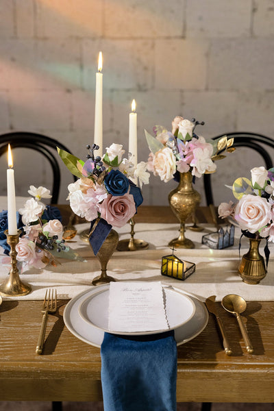 Mini Premade Flower Centerpiece Set in Dusty Rose & Navy