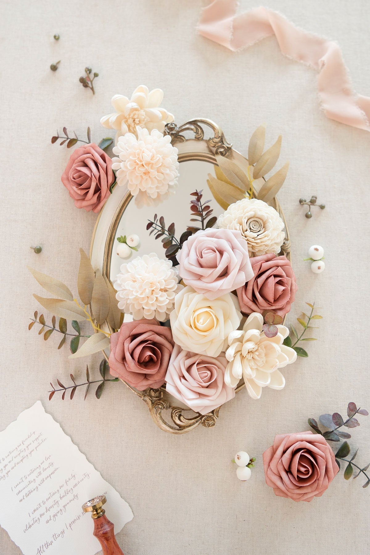 DIY Designer Flower Boxes in Dusty Rose & Cream