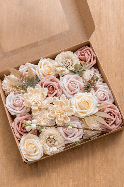 DIY Designer Flower Boxes in Dusty Rose & Cream