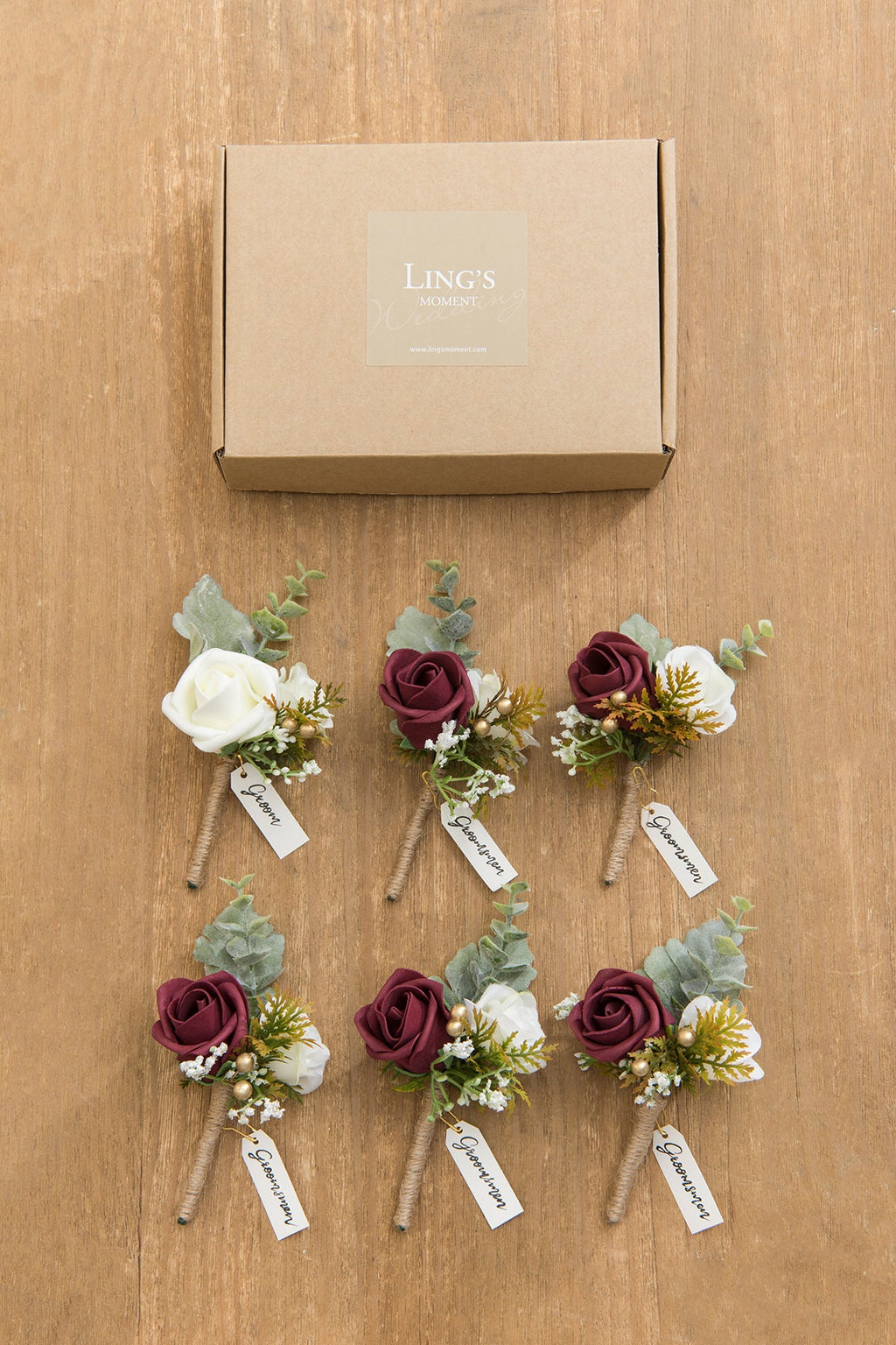 Boutonnieres in Burgundy