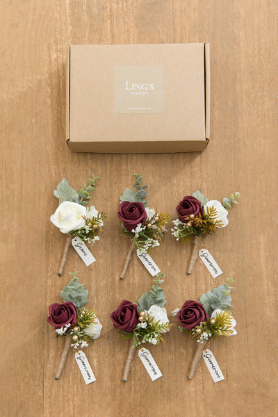 Boutonnieres in Burgundy