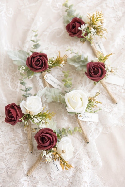 Boutonnieres in Burgundy