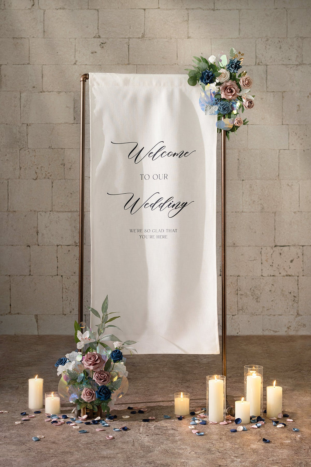 Deluxe Combo Set Flower Sign Decor in Dusty Rose & Navy