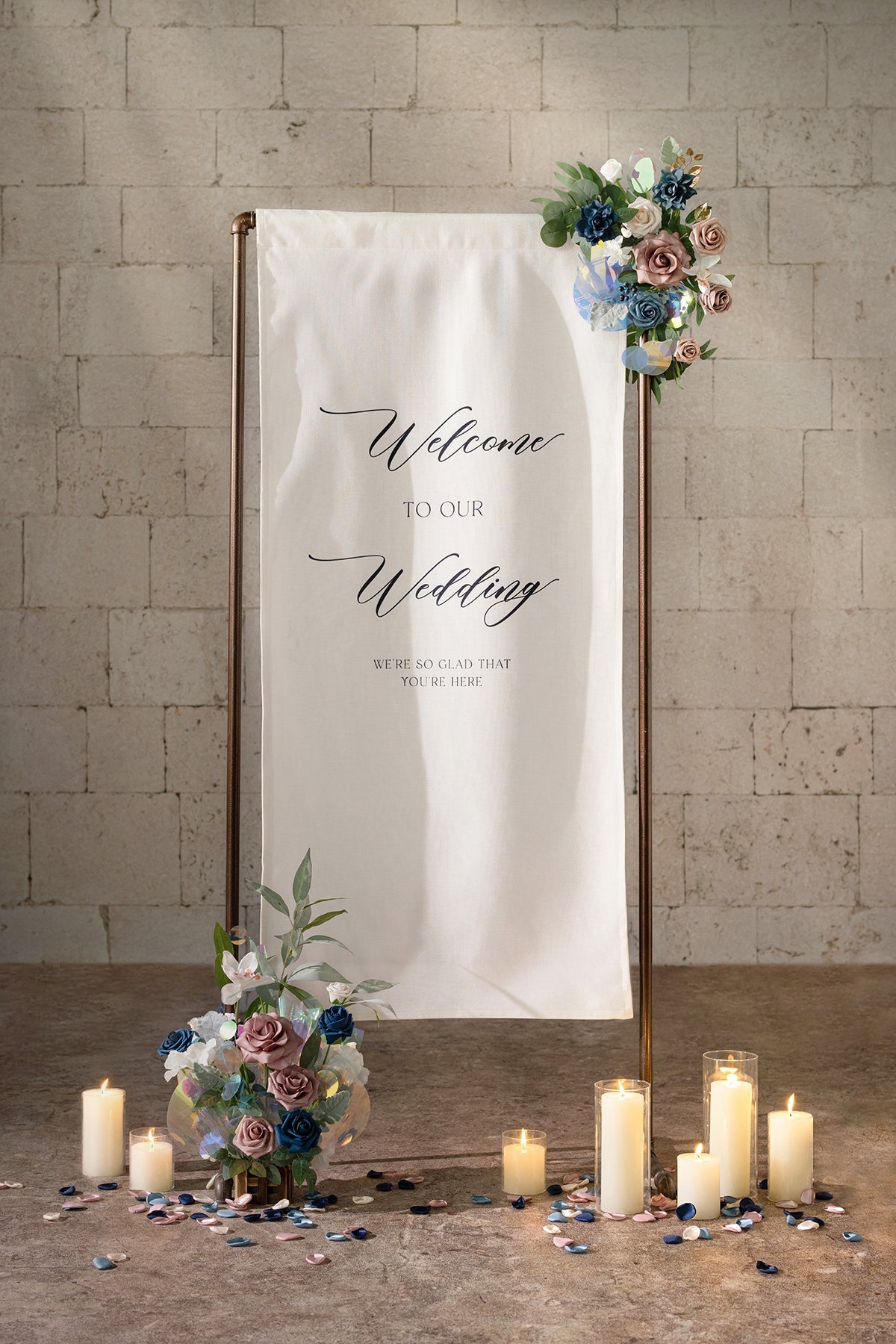 Deluxe Combo Set Flower Sign Decor in Dusty Rose & Navy