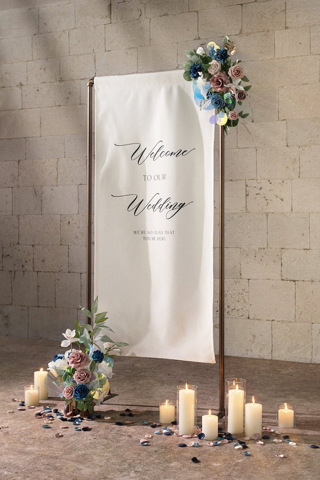 Deluxe Combo Set Flower Sign Decor in Dusty Rose & Navy