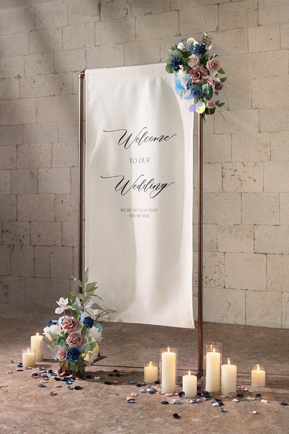 Deluxe Combo Set Flower Sign Decor in Dusty Rose & Navy