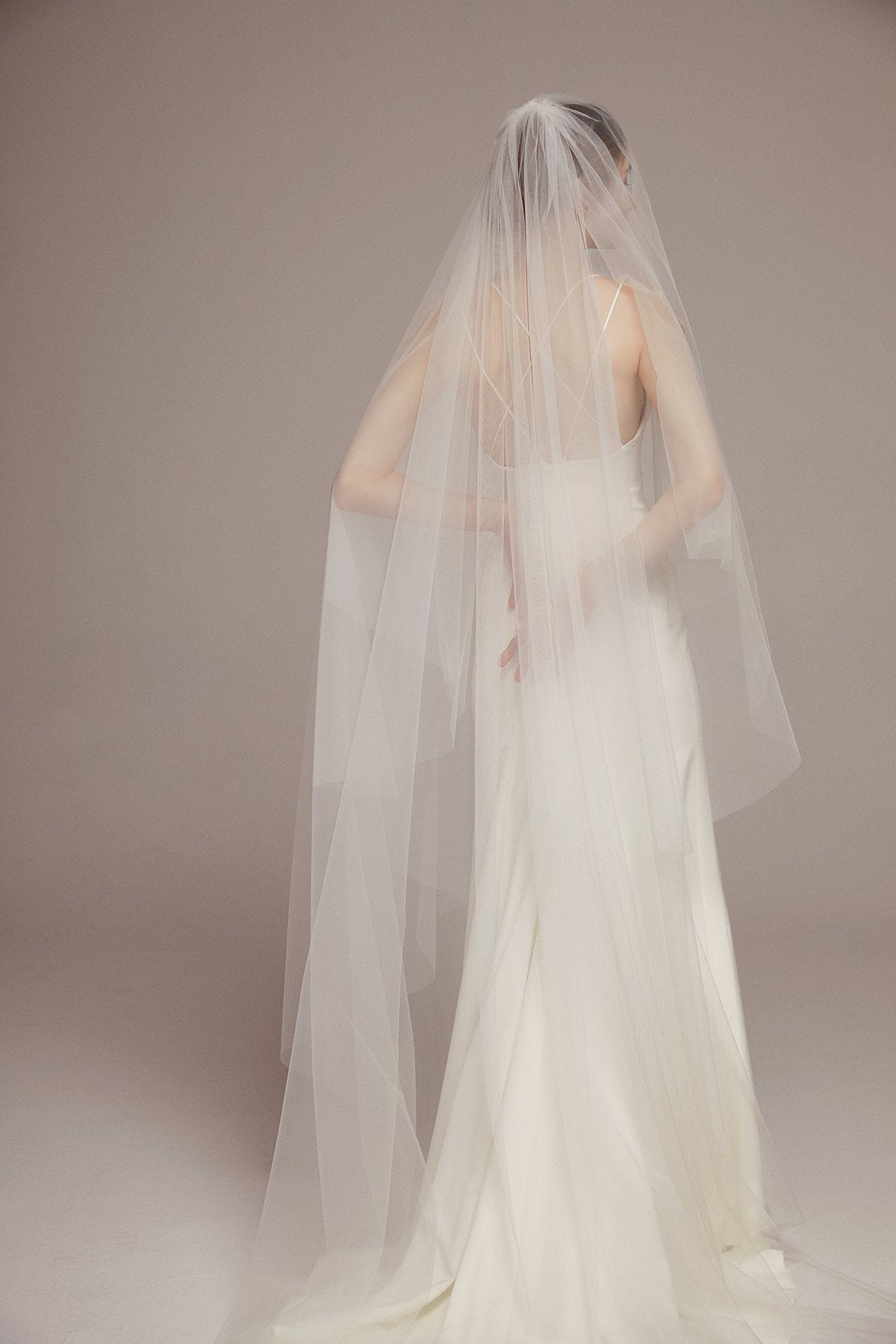 Simple Elegant Two Tier Angel-Cut Chapel Veil with Comb - lingsDev