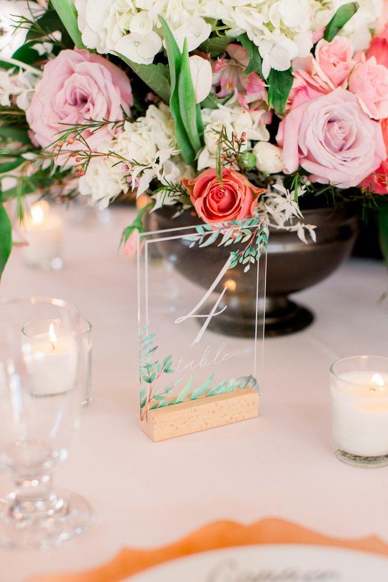 Acrylic Table Numbers with Wood Stands - Olive Printed - lingsDev