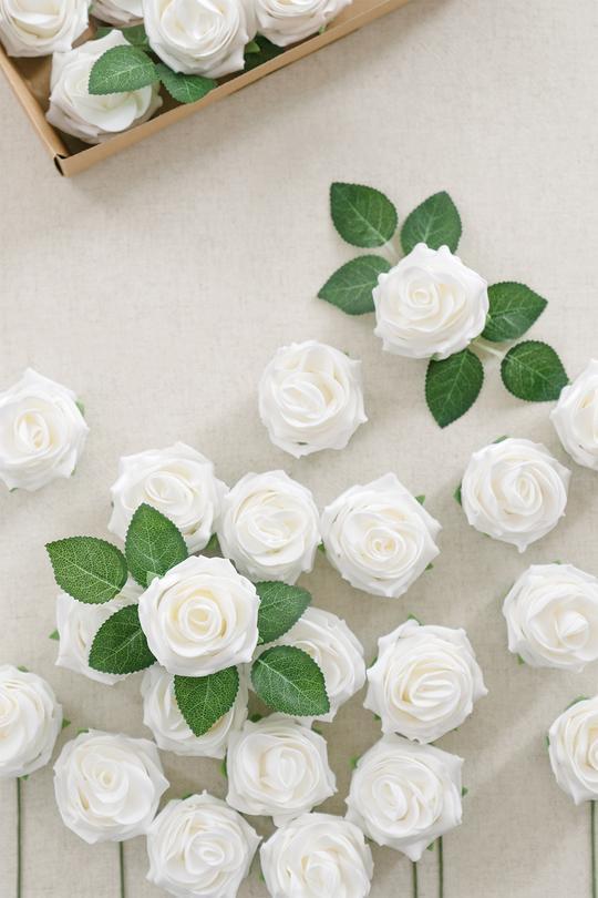 White & Beige Flowers & Greenery for DIY - lingsDev