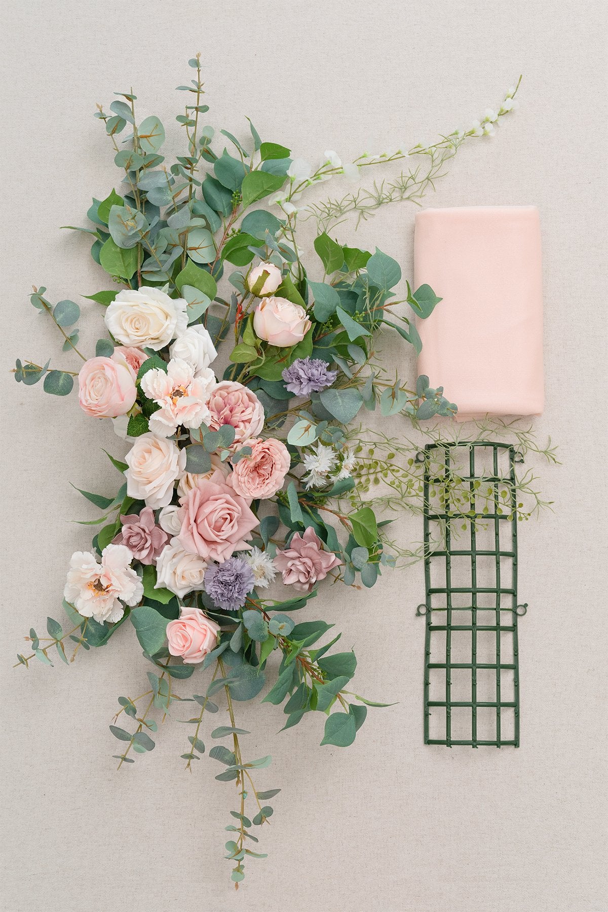 Flower Swag and Tablecloth for Sweetheart/Head Table - Dusty Rose & Cream - lingsDev