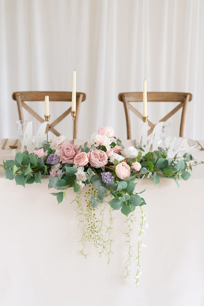 Flower Swag and Tablecloth for Sweetheart/Head Table - Dusty Rose & Cream - lingsDev
