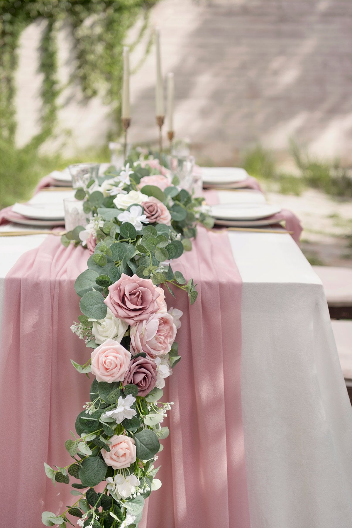 Baby Eucalyptus Flower Garland 6.5FT - Garden Dusty Rose - lingsDev