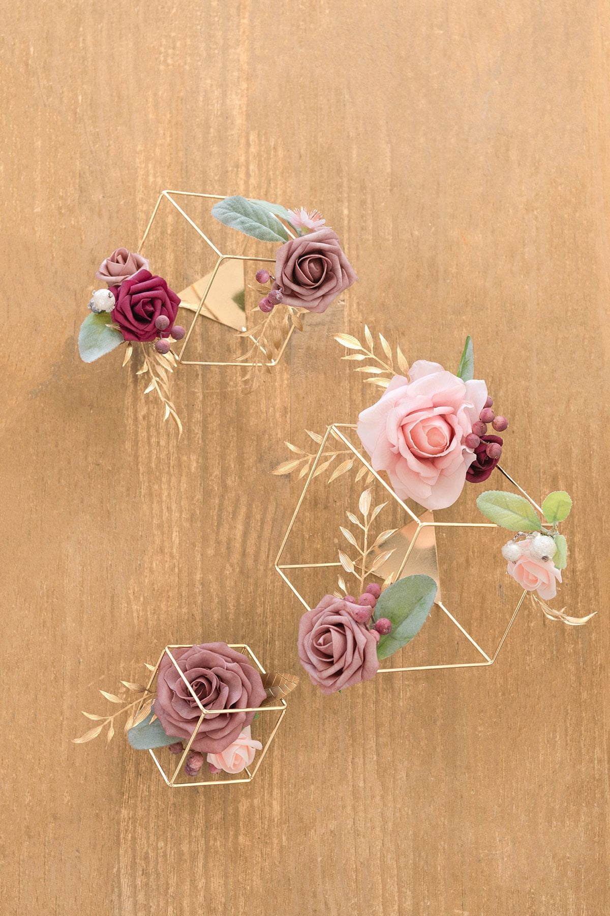Gold Himmeli Geometric Floral Centerpieces (Set of 3) - Dusty Rose - lingsDev