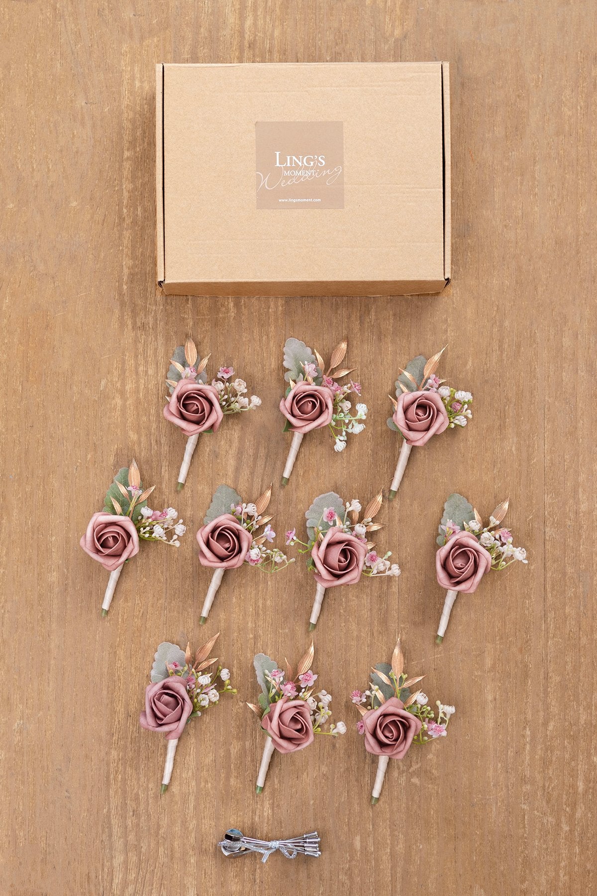 Wedding Boutonnieres (Set of 10) - Dusty Rose - lingsDev