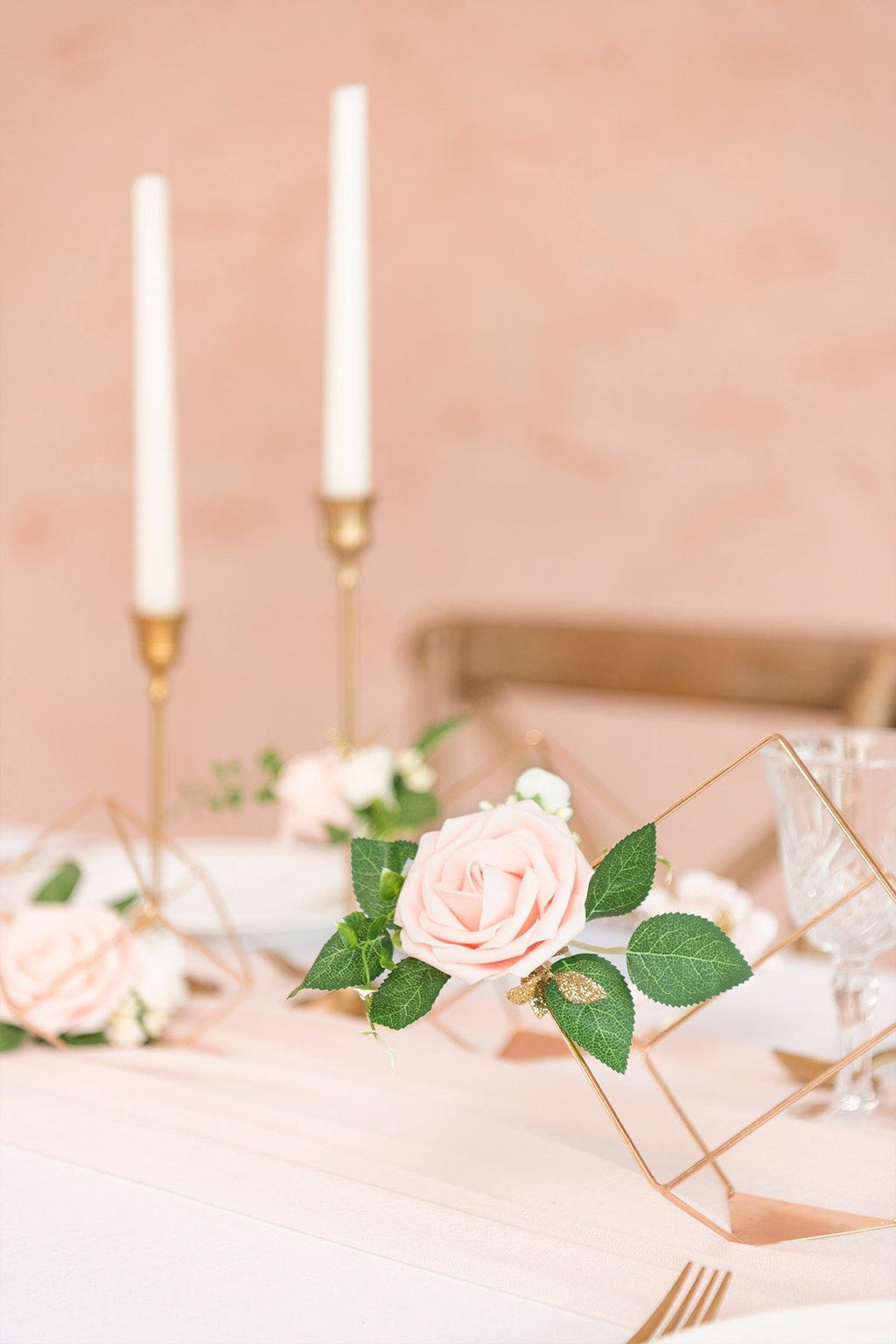 Gold Himmeli Geometric Floral Centerpieces (Set of 3) - Blush - lingsDev