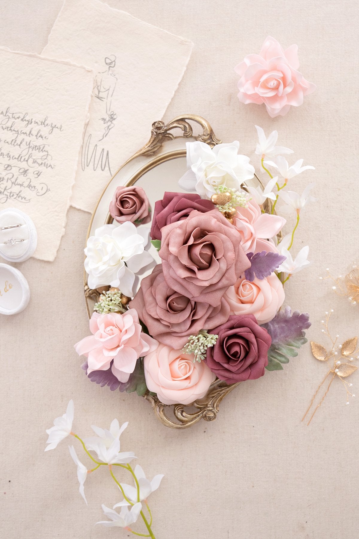 Dusty Rose Flowers Box Set - 20 Styles - lingsDev