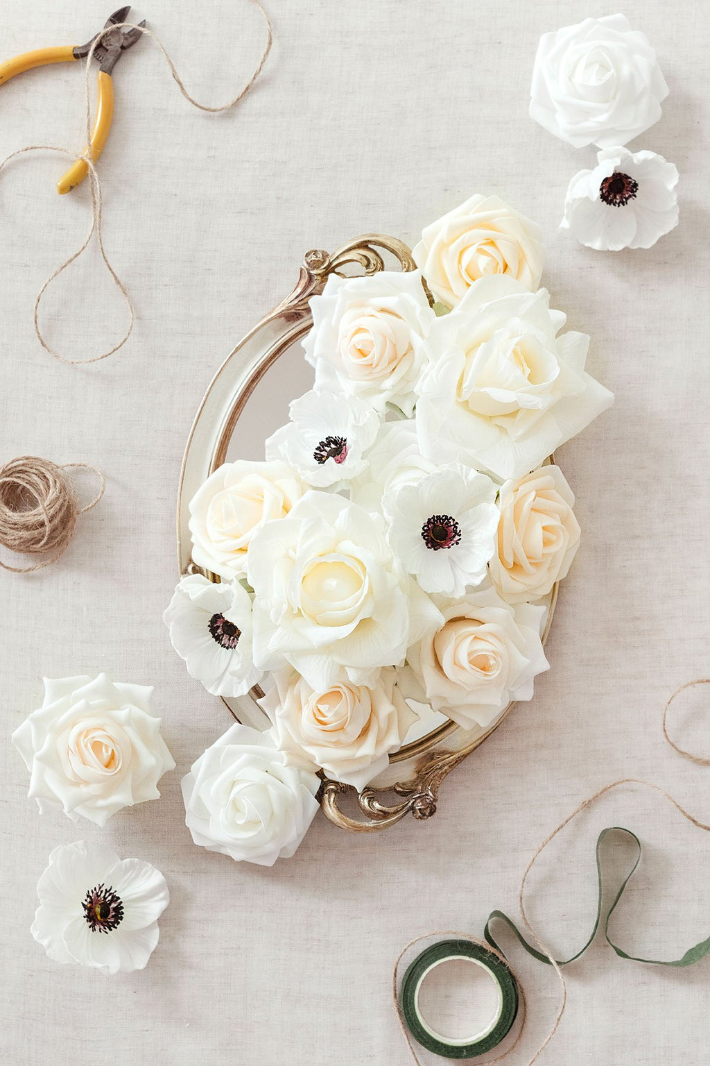 White & Beige Flowers & Greenery for DIY - lingsDev