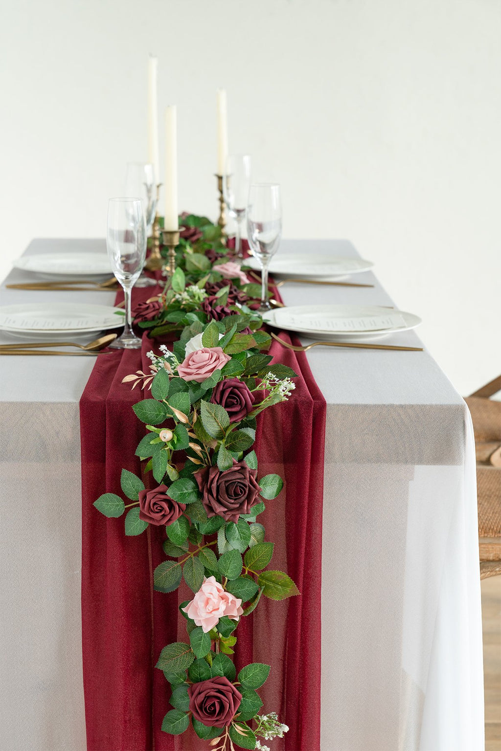 Rose Flower Garland 5FT - Burgundy - lingsDev